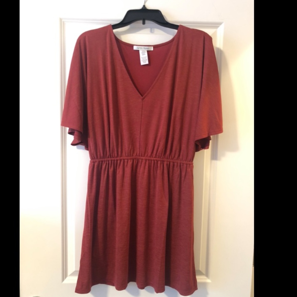 Never worn. Rust colored dress. Very flattering!